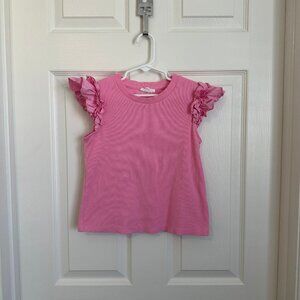 Pink cap sleeve ruffles shirt
